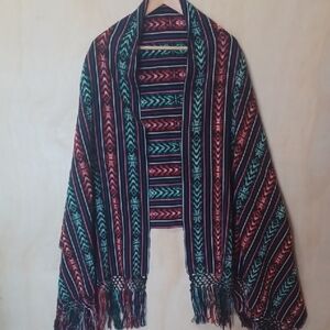 Striped Shawl with Fringe
